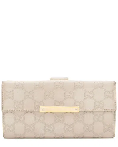 Gucci White Ssima Leather Flap Continental Wallet (authentic Pre-loved) In Neutral