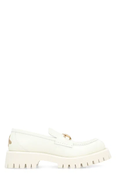 Gucci White Horsebit Leather Loafers For Women