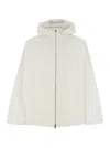 Gucci White Jacket With Logo Lettering Embroidery On The Front And Maxi Web Print On The Rear In Cot In White