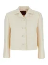 Gucci White Jacket With Notched Revers In Gg Canvas Woman In Black