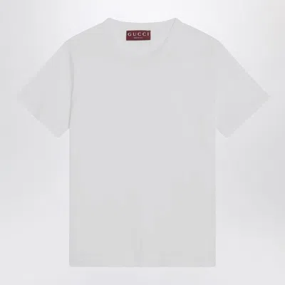 GUCCI GUCCI  WHITE JERSEY T-SHIRT WITH EMBROIDERY