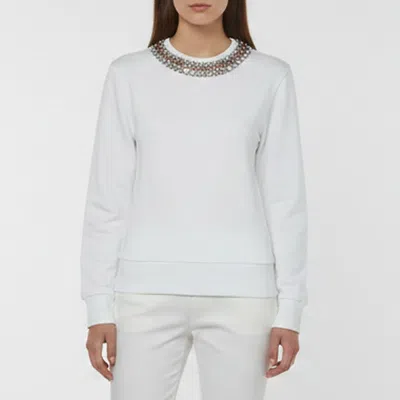 Pre-owned Gucci White Jewel Embellished Jersey Crewneck Sweatshirt Xs