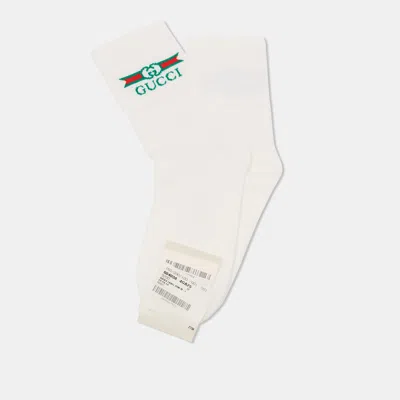 Pre-owned Gucci White Label Intarsia Cotton Socks M 11(24-26 Cm)