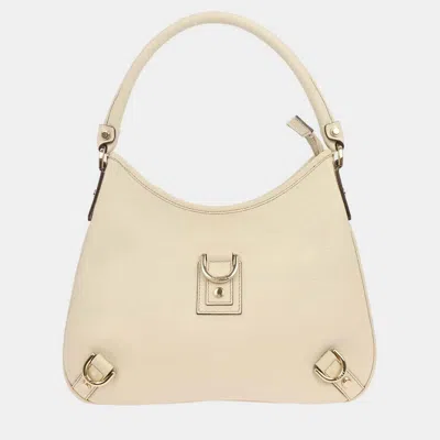 Pre-owned Gucci White Leather Abbey D Ring Handbag