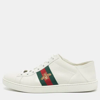 Pre-owned Gucci White Leather Ace Foldable Sneakers Size 39
