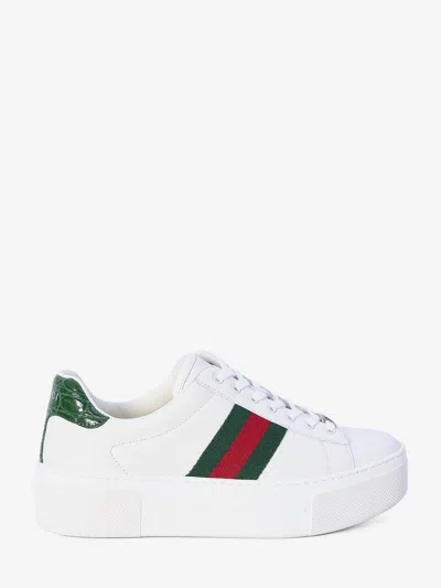 Gucci White Leather Ace Sneakers