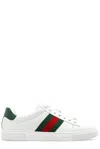Gucci Ace Leather Sneakers With Lateral Web Band