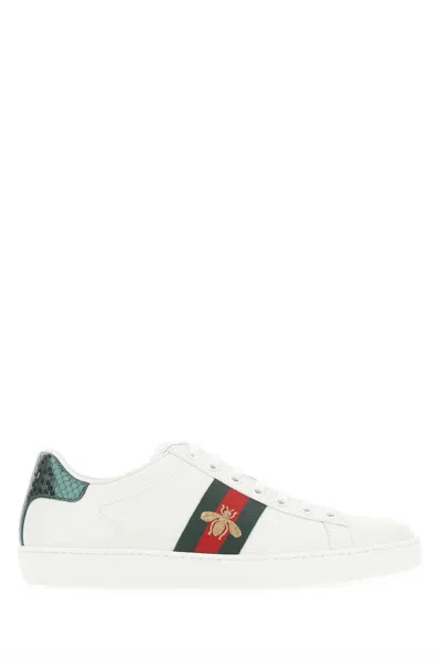 Gucci White Leather Ace Sneakers In 9064