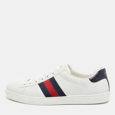 Pre-owned Gucci White Leather Ace Sneakers Size 45