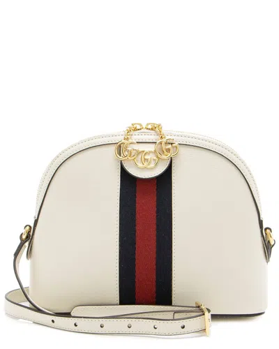GUCCI GUCCI WHITE LEATHER & NYLON OPHIDIA DOME SMALL SHOULDER BAG (AUTHENTIC PRE-  LOVED)