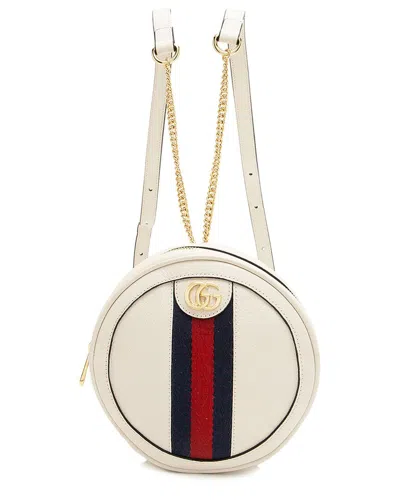 Gucci White Leather & Nylon Ophidia Round Mini Backpack (authentic Pre-loved)
