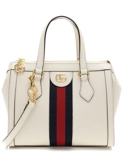 Gucci White Leather & Nylon Ophidia Small Tote (authentic Pre-loved)