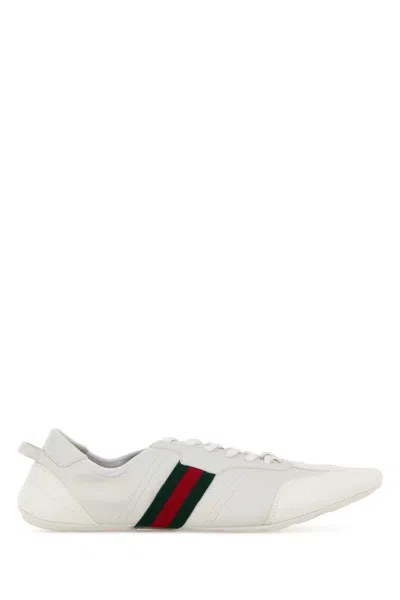 Gucci White Leather And Suede Flex Sneakers In Multi