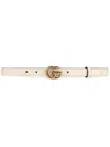 Gucci White Leather Belt With Distinctive Double G Buckle