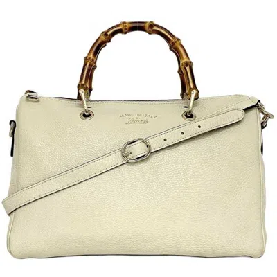 Pre-owned Gucci White Leather Boston Bag Handbag Shoulder Bag ()