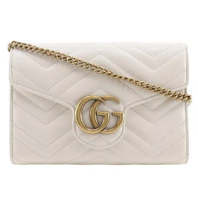 Pre-owned Gucci White Leather Chain/shoulder Wallet ()