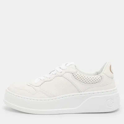 Pre-owned Gucci White Leather Chunky B Low Top Sneakers Size 37
