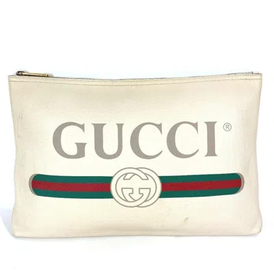 Pre-owned Gucci White Leather Clutch Bag Pouch ()