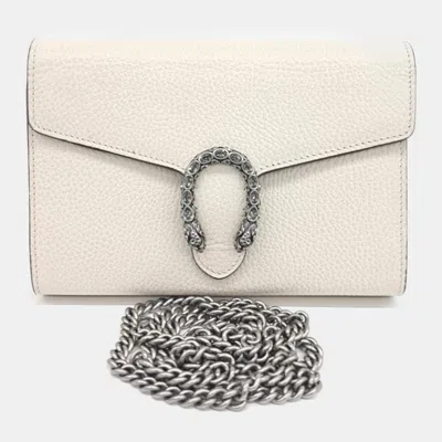 Pre-owned Gucci White Leather Dionysus Mini Chain Bag