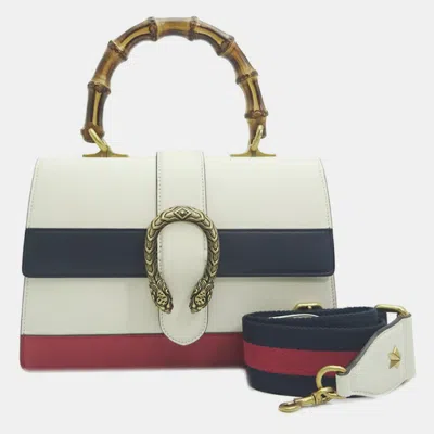 Pre-owned Gucci White Leather Dionysus Top Handle Bag