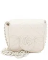 Gucci White Matelasse Leather Gg Marmont Monochrome Square Chain Belt Bag (authentic Pre-loved) In White