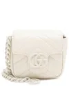 Gucci White Matelasse Leather Gg Marmont Monochrome Square Chain Belt Bag (authentic Pre-loved)