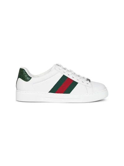 GUCCI WHITE LEATHER GUCCI ACE SNEAKERS