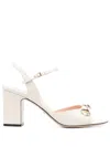 Gucci Leather Horsebit Heeled Sandals 75 In White