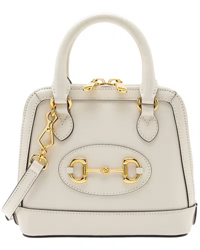 Pre-owned Gucci White Leather Horsebit 1955 Mini Satchel (authentic Pre-loved)