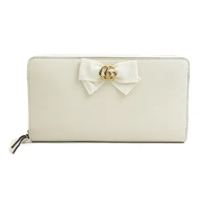 Pre-owned Gucci White Leather Long Wallet (bi-fold) ()