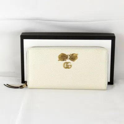Pre-owned Gucci White Leather Long Wallet (bi-fold) ()