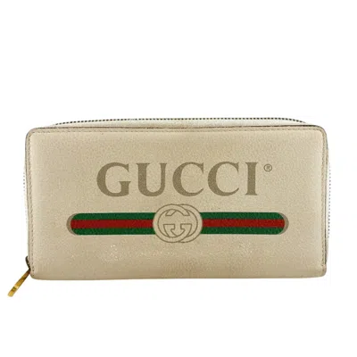 Pre-owned Gucci White Leather Long Wallet (bi-fold) ()