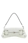 GUCCI WHITE LEATHER MEDIUM GUCCI HORSEBIT CHAIN CLUTCH