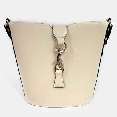 Pre-owned Gucci White Leather Mini Bucket Shoulder Bag