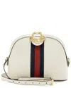 Gucci Ophidia Leather Shoulder Bag In White