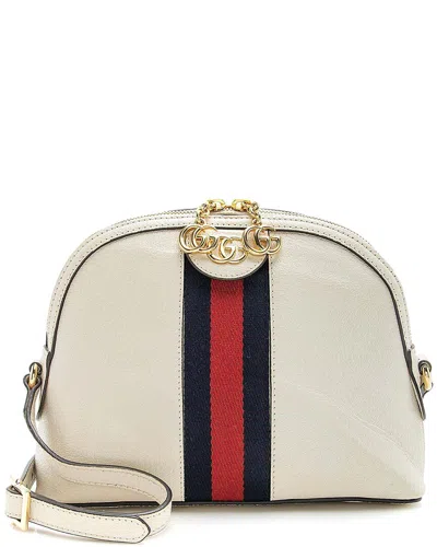 GUCCI GUCCI WHITE LEATHER OPHIDIA DOME SMALL SHOULDER BAG (AUTHENTIC PRE-LOVED)
