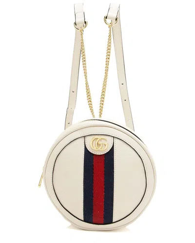 Gucci White Leather Ophidia Round Mini Backpack (authentic Pre-loved)