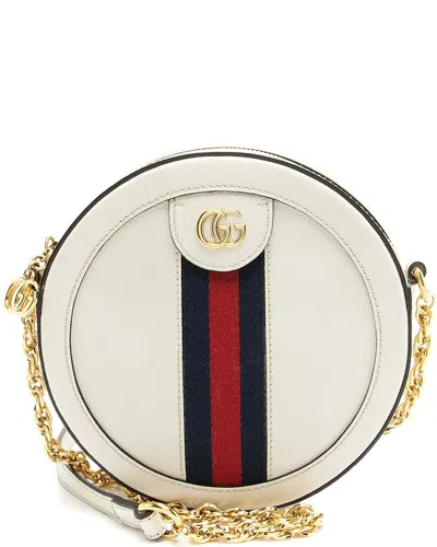 Gucci White Leather Ophidia Round Mini Shoulder Bag (authentic Pre-loved)