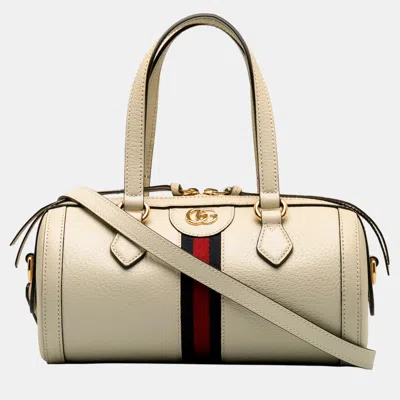 Pre-owned Gucci White Leather Ophidia Satchel