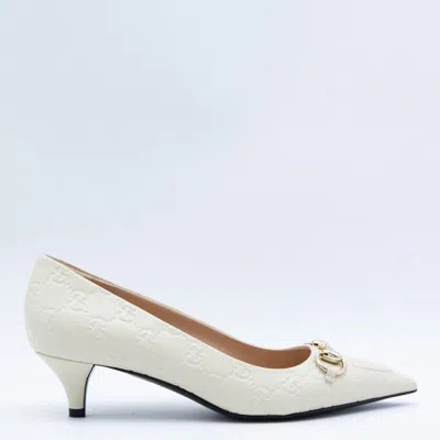 Gucci White Leather Pumps In Multi
