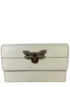 Gucci White Leather Queen Margaret Bee Wallet On A Chain (authentic Pre-loved) In Neutral