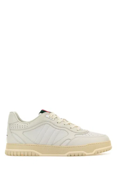 GUCCI WHITE LEATHER RE-WEB SNEAKERS