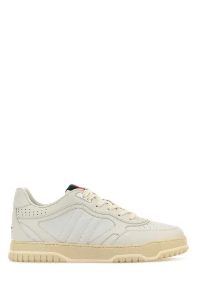 GUCCI WHITE LEATHER RE-WEB SNEAKERS