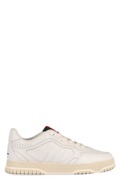 GUCCI GUCCI WHITE LEATHER RE-WEB SNEAKERS