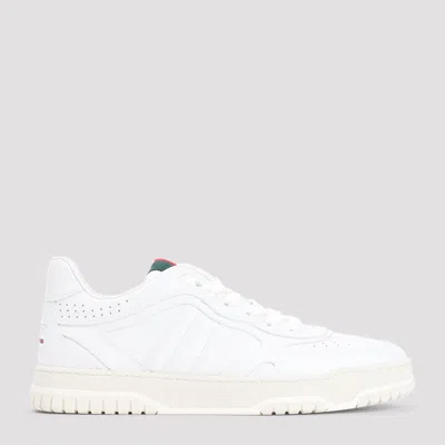 Gucci White Leather Re-web Trainers In Nude & Neutrals