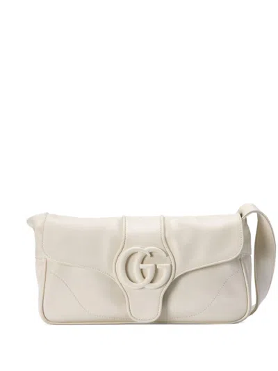Gucci White Leather Shoulder Handbag In Burgundy