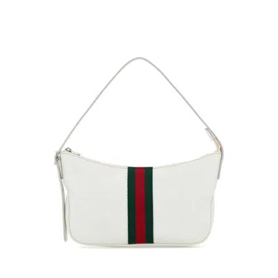 Gucci White Leather Small Lunetta Shoulder Bag Whitebamboovrv Borse A Mano