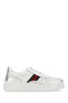 Gucci Low-top Leather Sneakers Featuring Metallic Accents And Rubber Sole In White