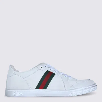 Gucci Leather Stretch Lace Up Sneakers Signature Stripe In Multi