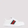 Gucci Leather Sneakers With Lateral Web Band In White